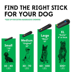 Goughnuts stick toy 1.75 inch orange diameter highlights size-for-medium dogs.