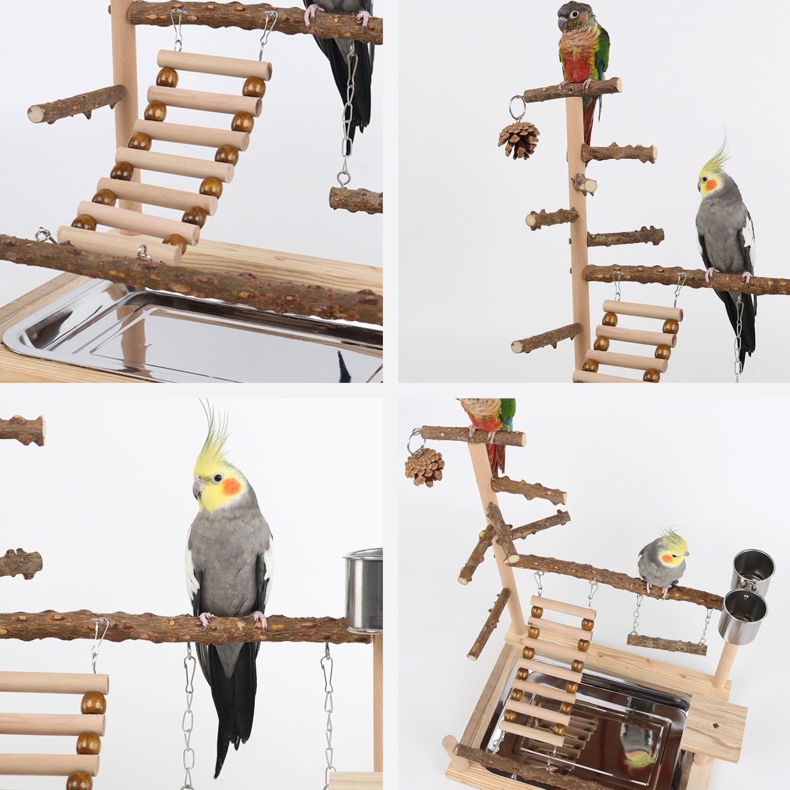 GOVNPJ Bird Playground perch detail features a polished surface protecting tiny feet.