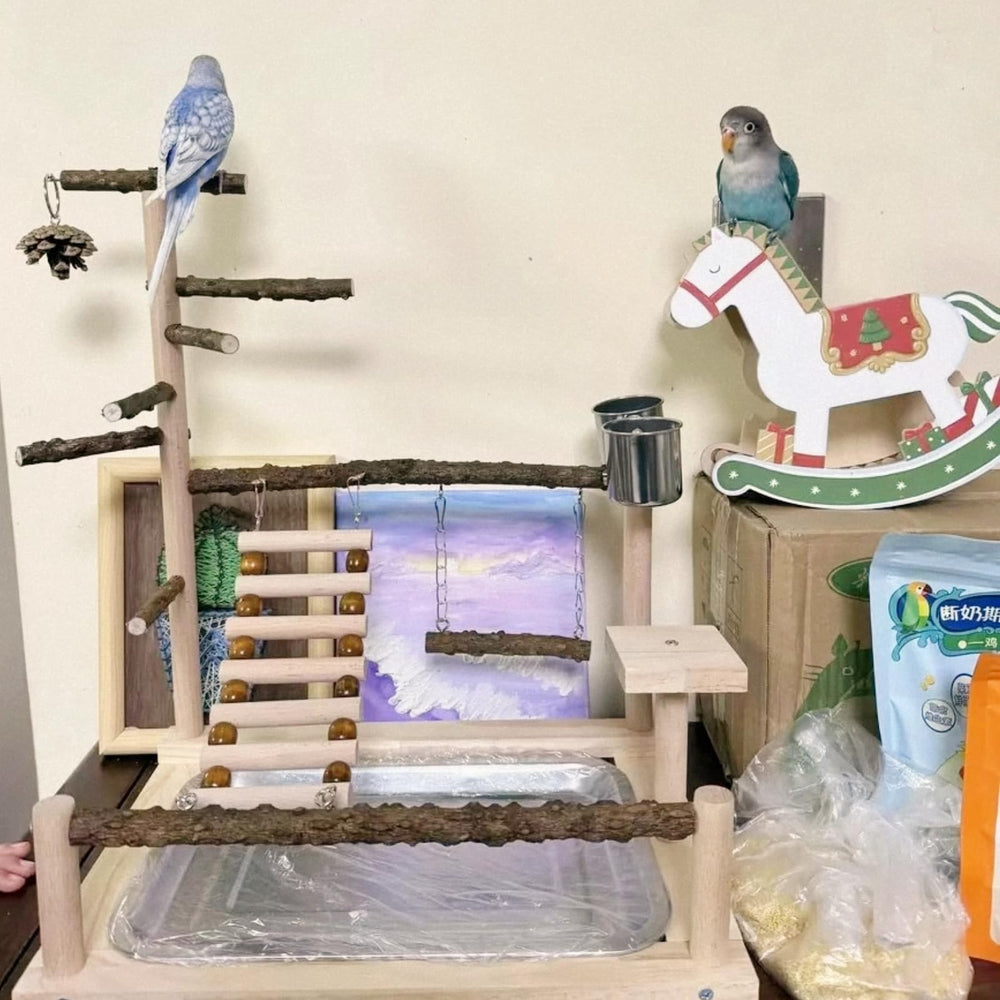 GOVNPJ Bird Playground safe wood close-up emphasizes natural materials and chew-safe design.