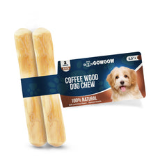 GOWGOW Real Coffee Wood Chew Toy closeup—teething relief for small dogs.