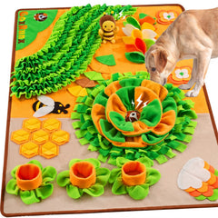 GoxRunx snuffle mat large 40x27 with floral pockets promotes slow feeding through sniffing play.