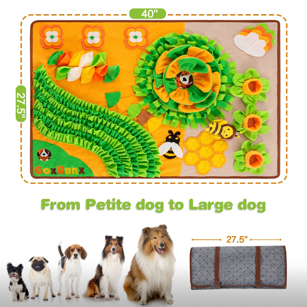 GoxRunx snuffle mat 40x27 offers multiple pockets for hiding treats and extending play.