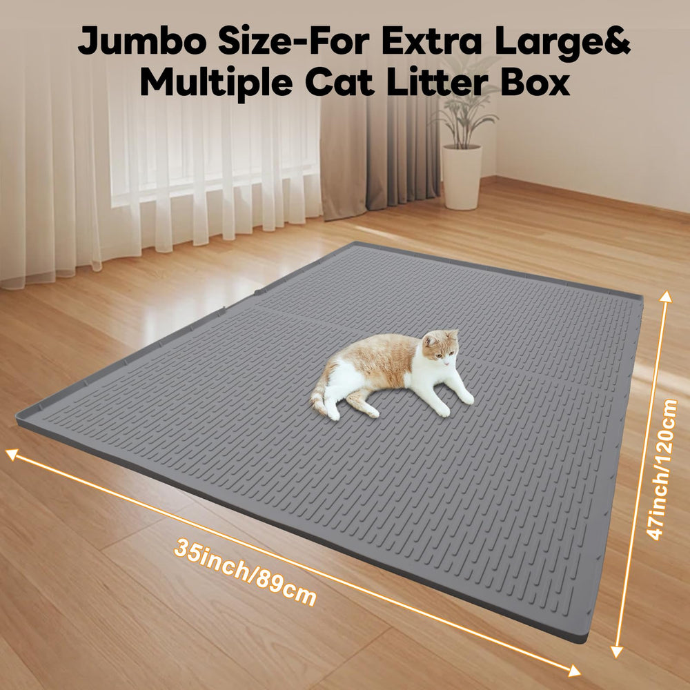 GOYJOY litter mat ridges design traps 95% tracked granules for easy cleanup.