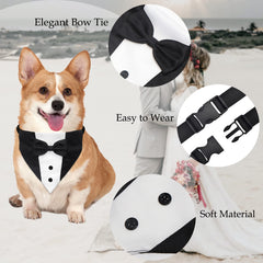 GOYOSWA adjustable dog tuxedo showing neck size range for small to large dogs.