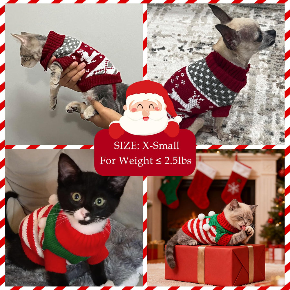 GOYOSWA cat and small dog Christmas outfit shown for holiday photos.