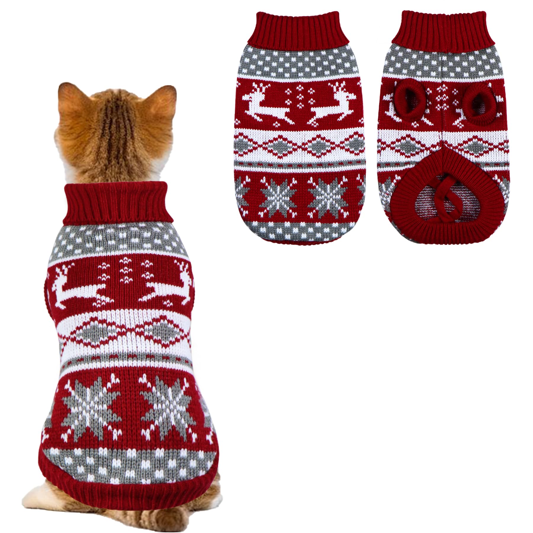 GOYOSWA cat dog Christmas sweater shows reindeer pattern for festive photoshoots