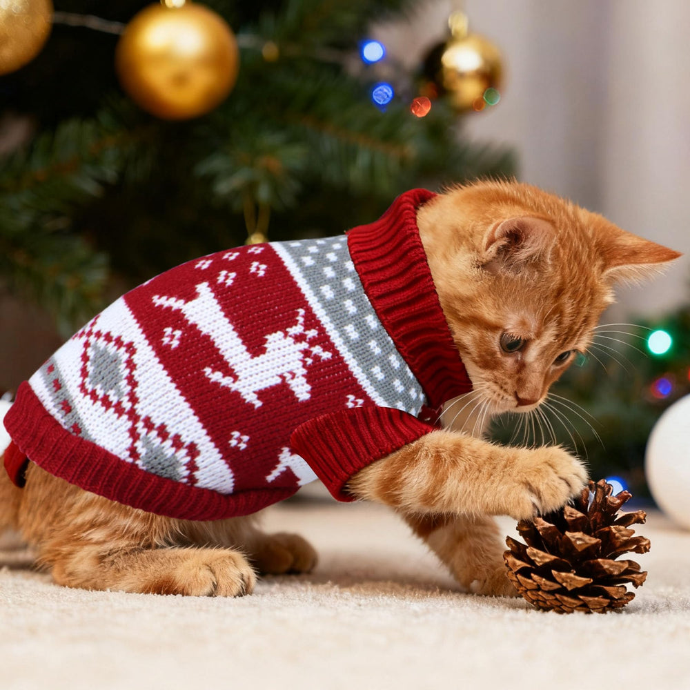 GOYOSWA cat sweater with turtleneck and sleeve design improving wind protection.