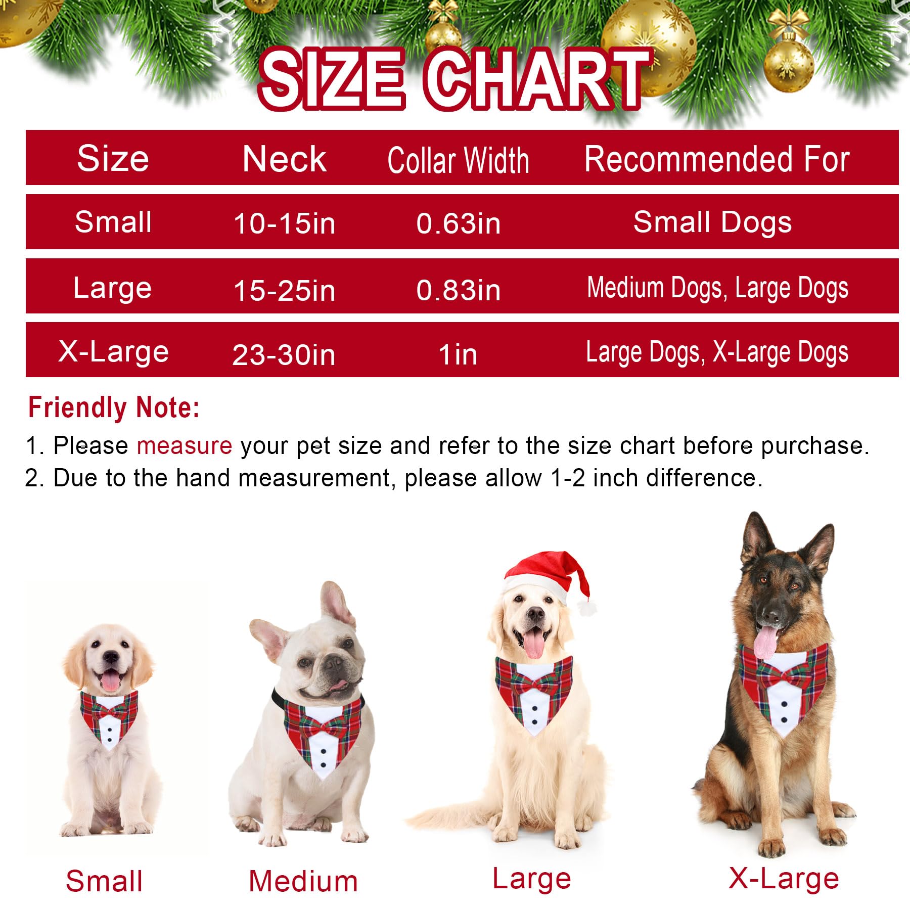 GOYOSWA Christmas dog tuxedo adjustable collar closeup for easy fit.