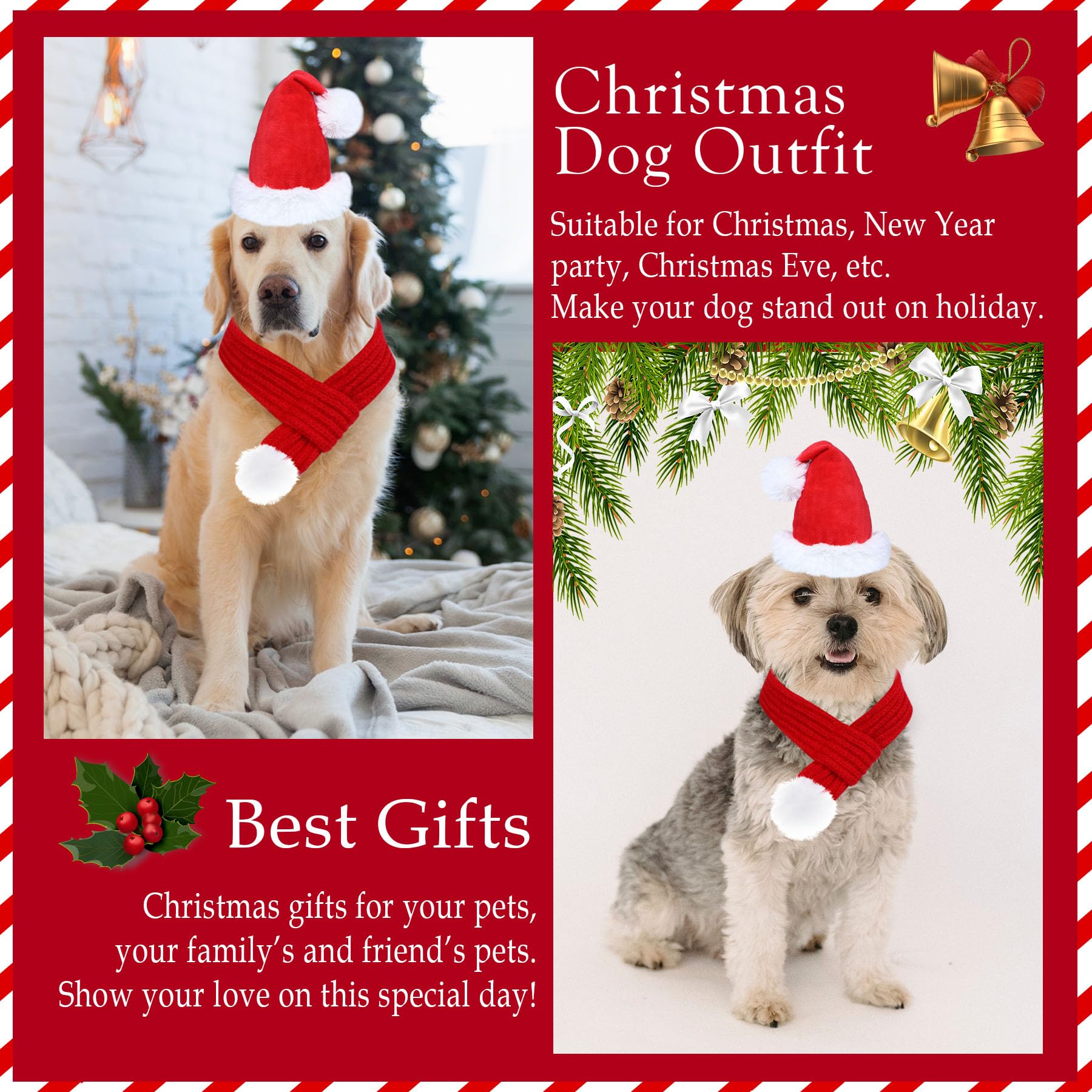 GOYOSWA Christmas dog outfit gift set ready for photos