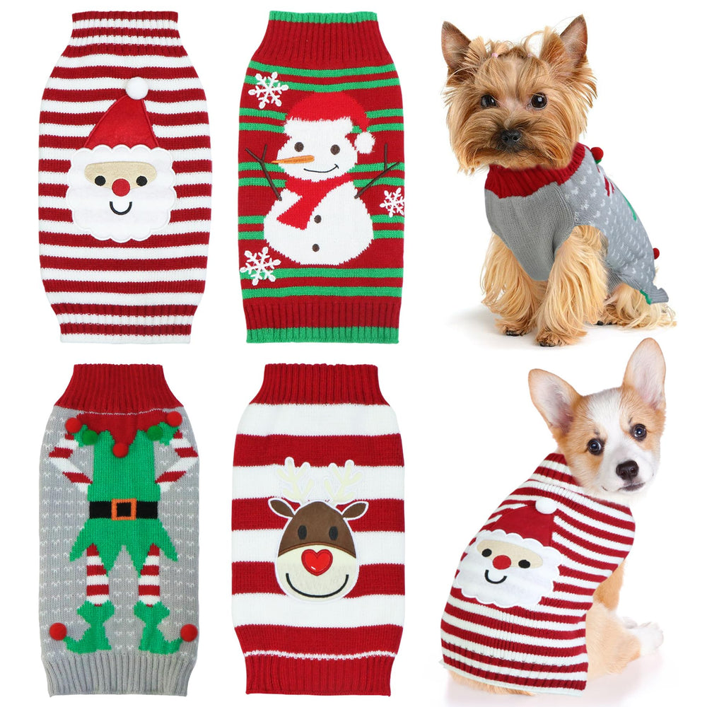 GOYOSWA dog Christmas Santa sweater for festive warmth and cute holiday photos.