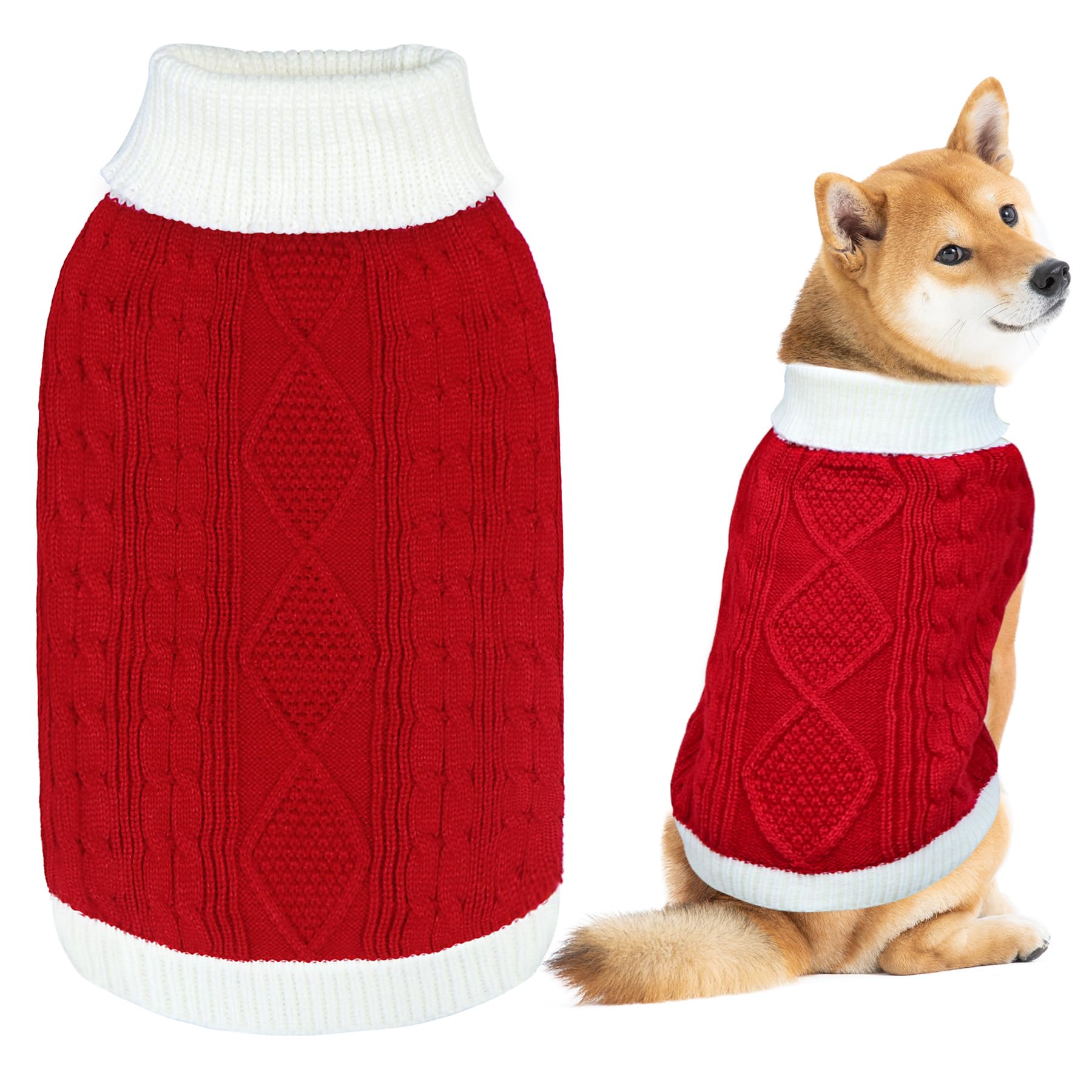 GOYOSWA dog Christmas sweater red x-large worn for festive warmth.