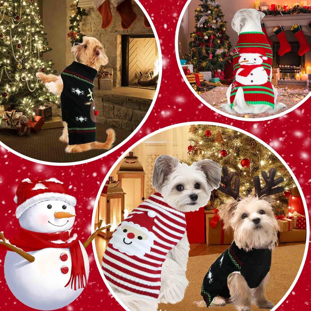 GOYOSWA Reindeer-pattern dog sweater keeps dogs cozy during winter strolls and gatherings