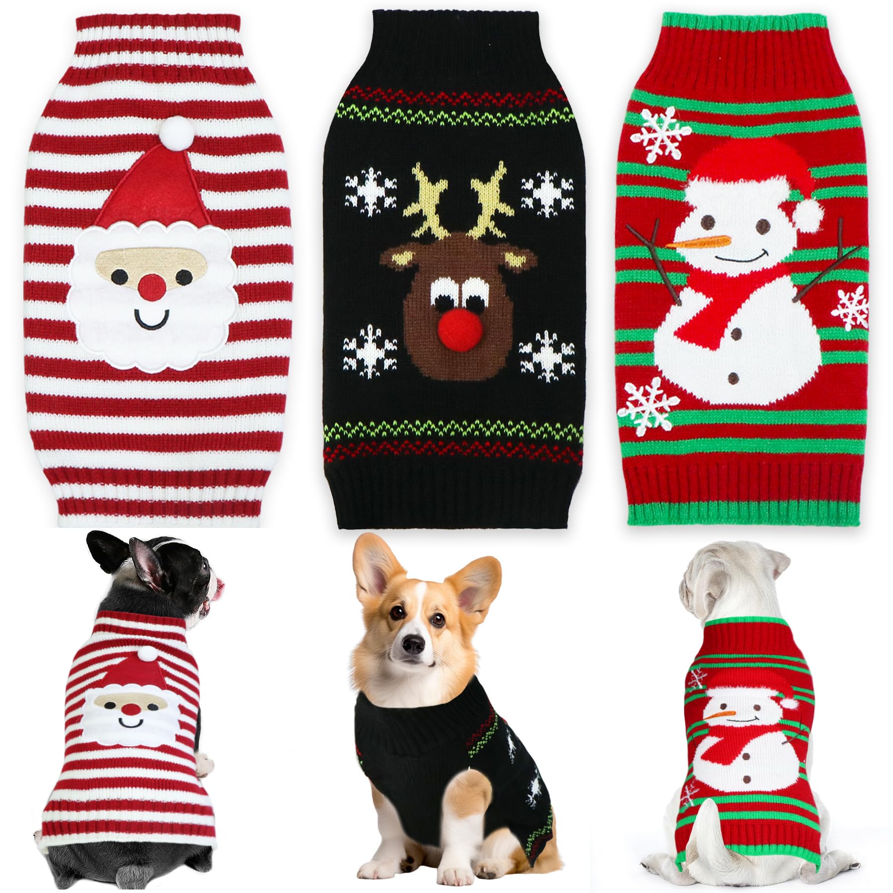 GOYOSWA Santa-pattern dog sweater adds festive warmth for holiday photos and events