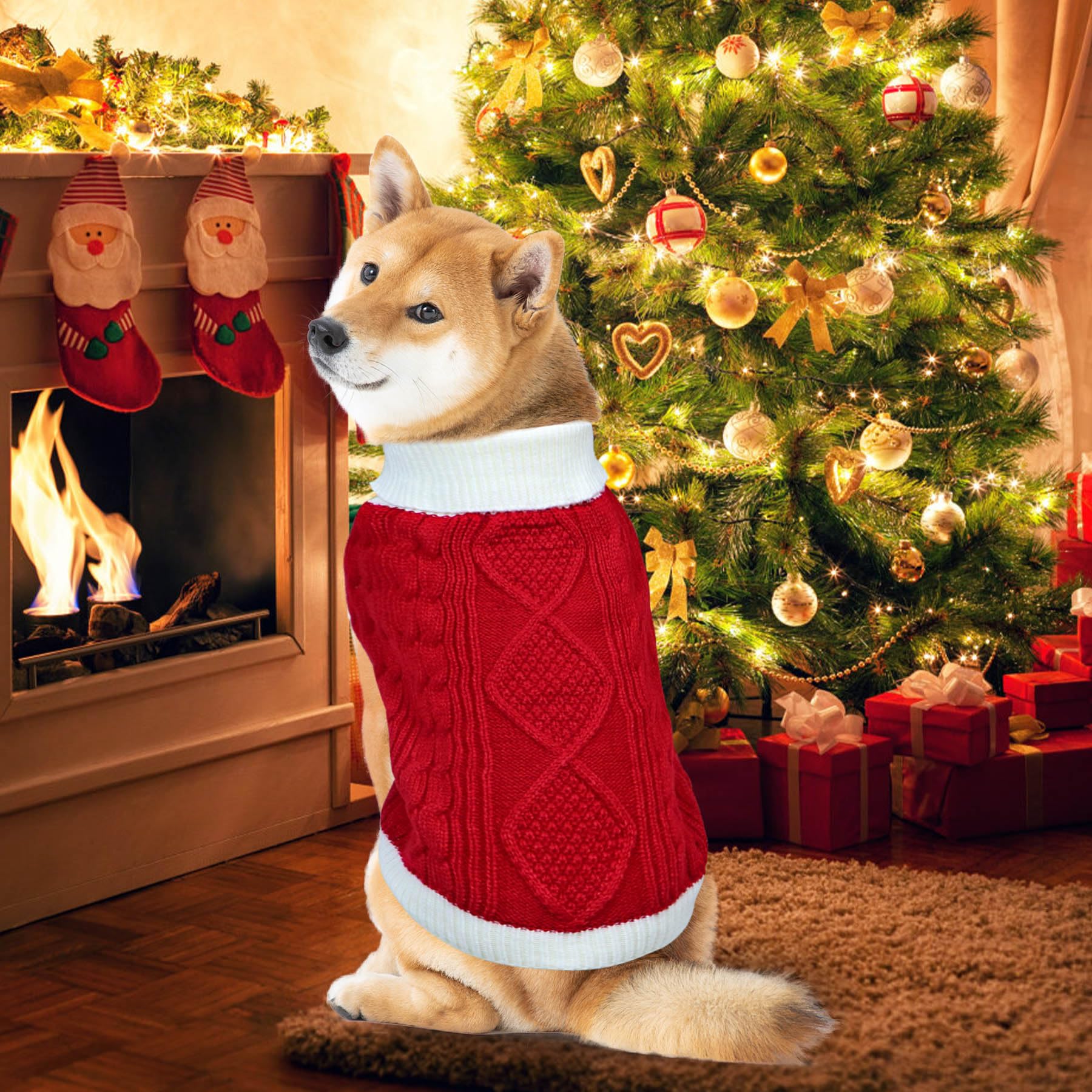 GOYOSWA dog sweater size chart image helps choose the perfect fit.