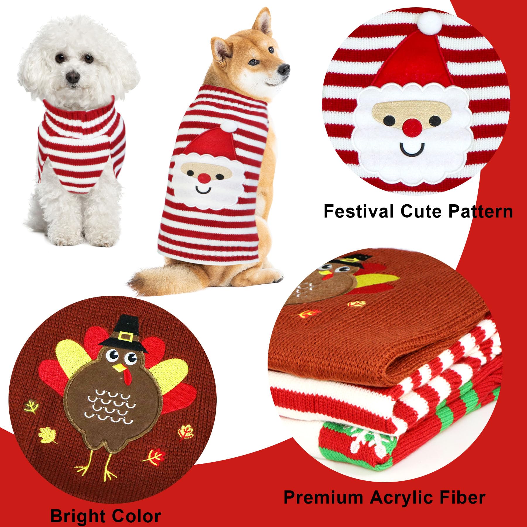 GOYOSWA dog sweater sizes guide showing four size options for a perfect fit