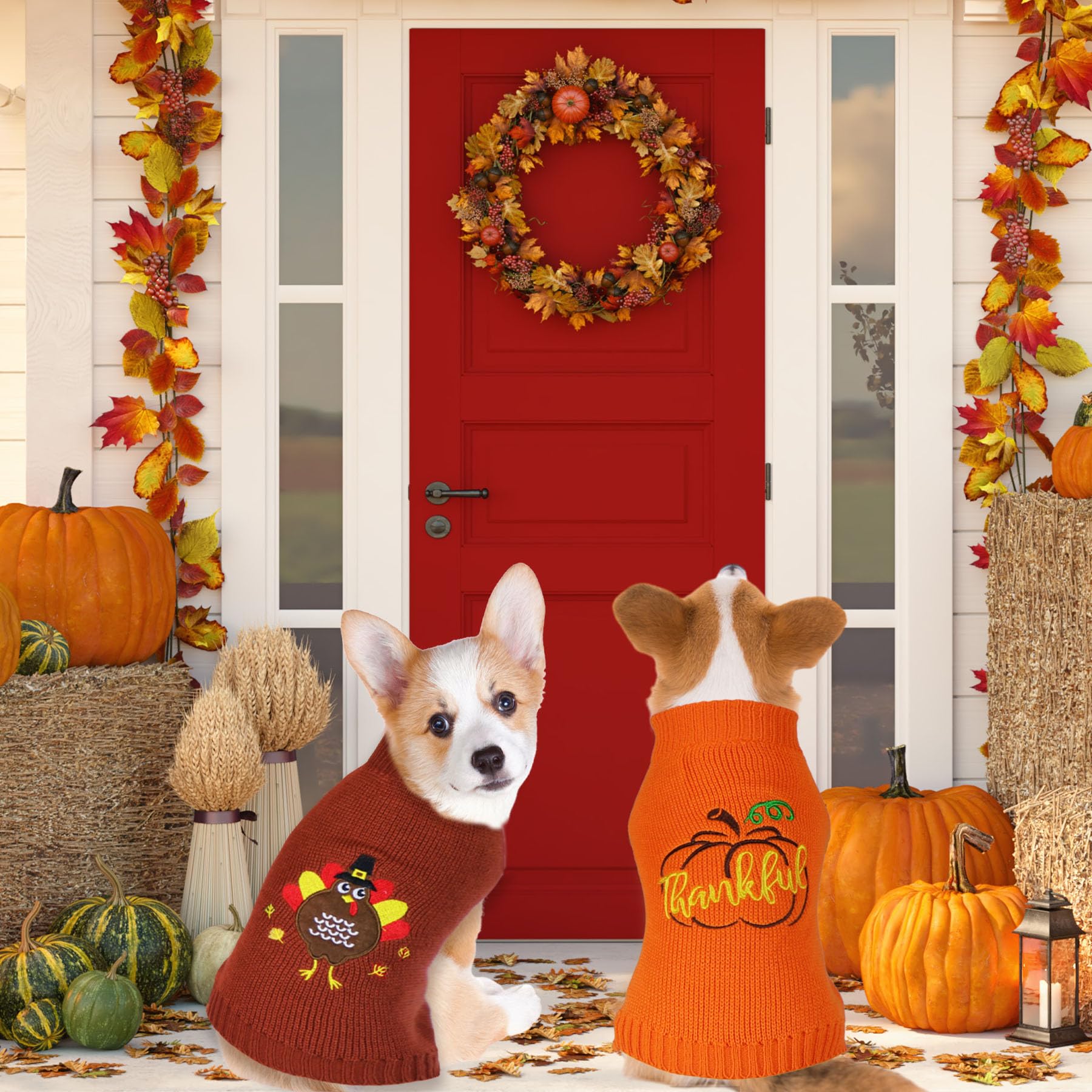 GOYOSWA model dog wearing sweater for a festive look and easy wear