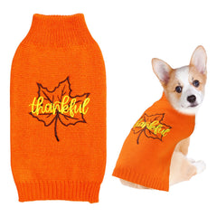 GOYOSWA dog Thanksgiving sweater front view with maple leaf design for festive photo moments.