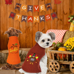 GOYOSWA dog Thanksgiving sweater in orange with pumpkin pattern for cozy seasonal walks