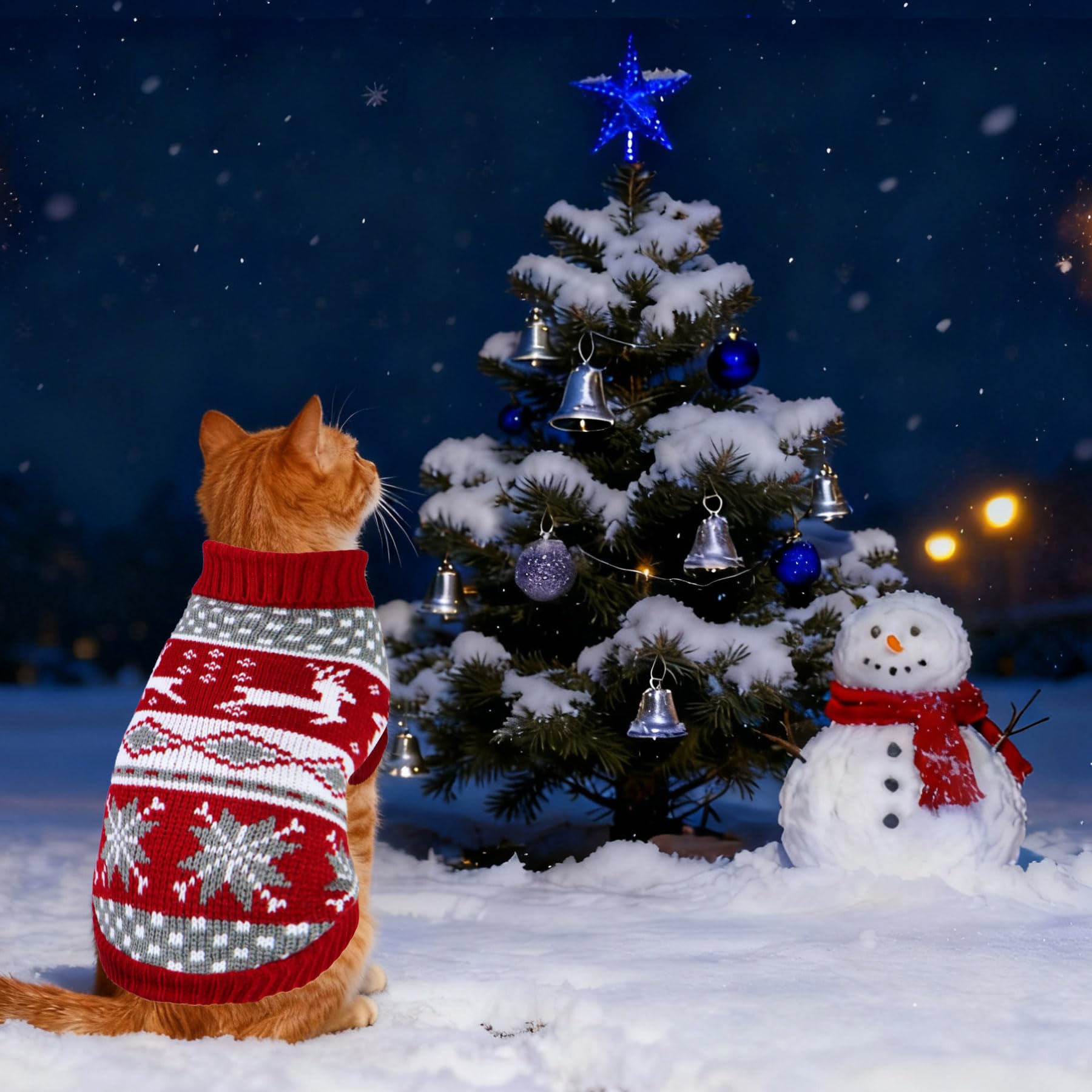 GOYOSWA Santa turtleneck knit keeps pets warm on cold winter walks