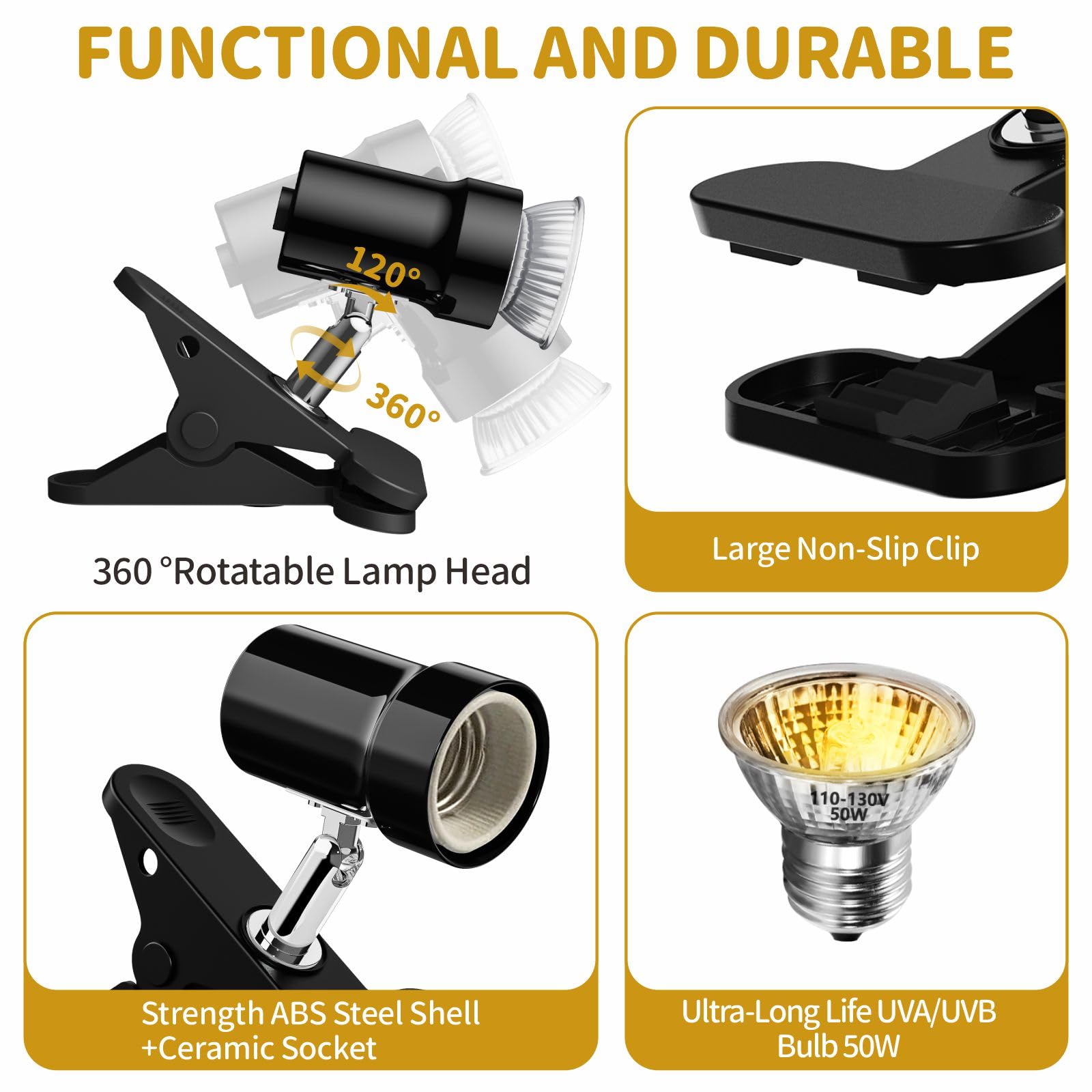 GOZILLA 50W UVB bulb providing UVA/UVB for vitality and calcium use