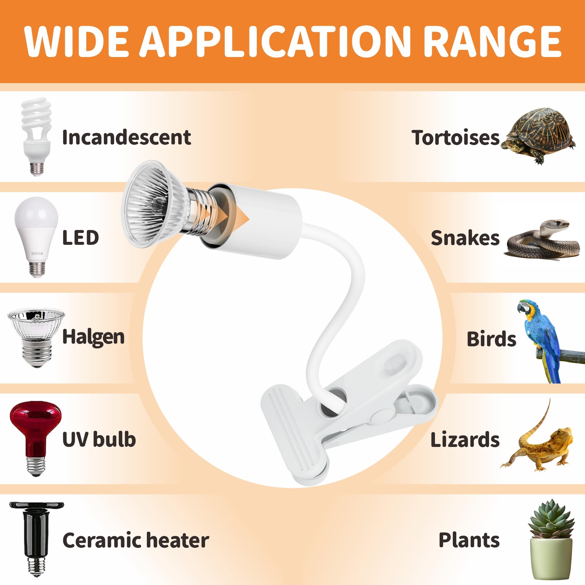 GOZILLA heat lamp clamp offers sturdy, easy placement on tank edges.