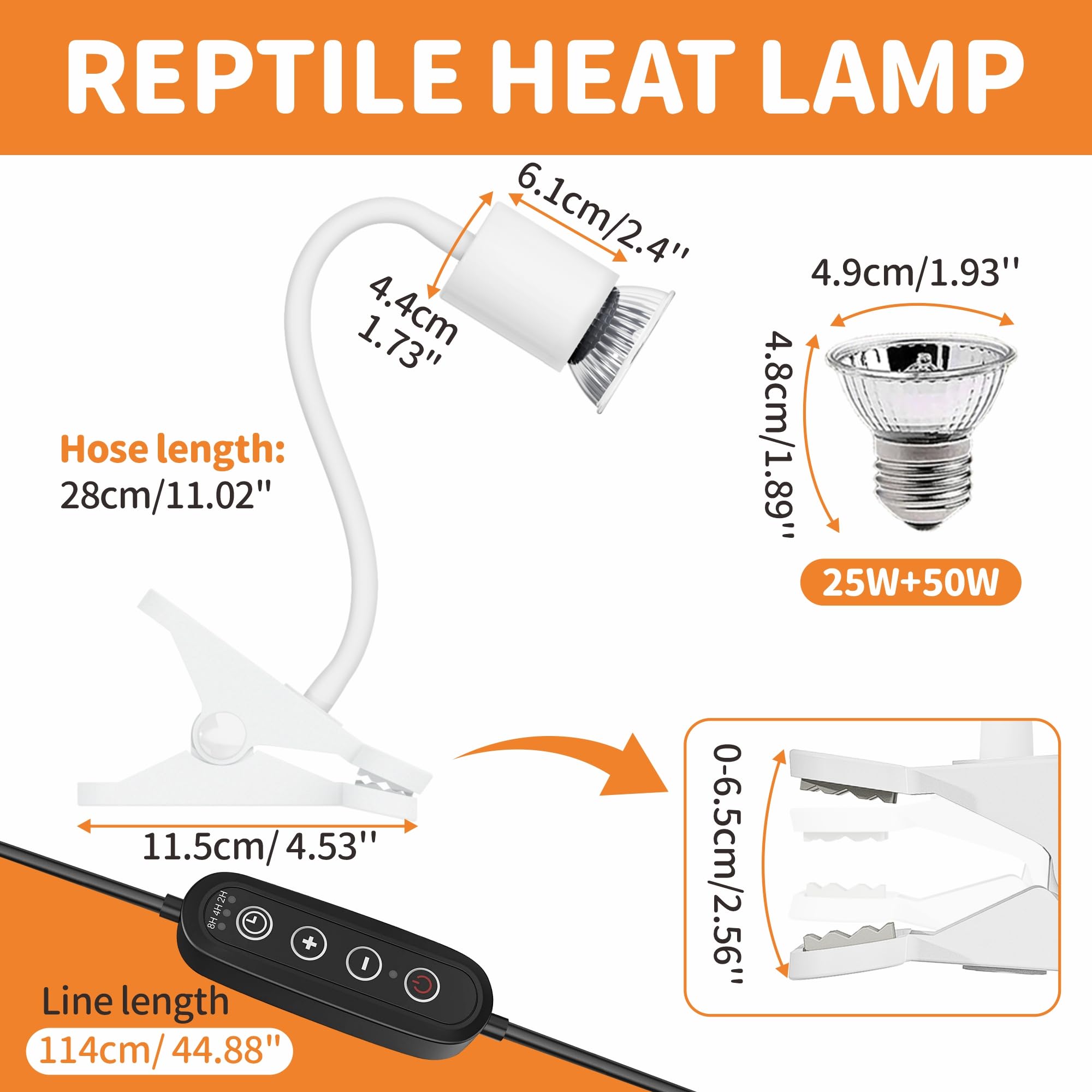 GOZILLA heat lamp shows dimming and timer controls for tailored heating.