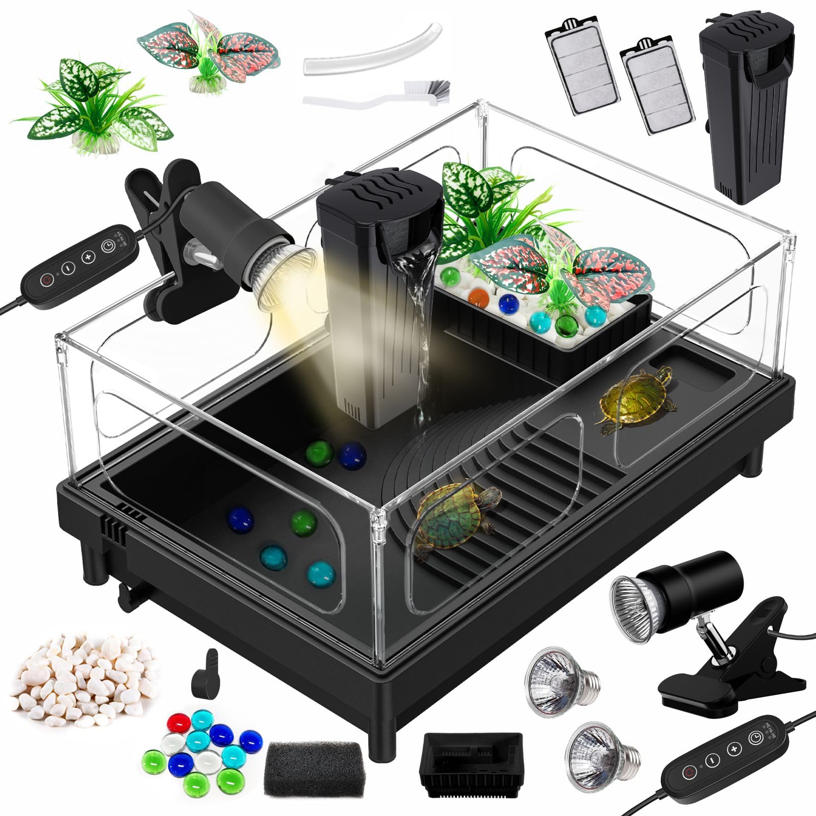 GOZILLA turtle tank kit front view shows all-in-one setup for quick turtle housing