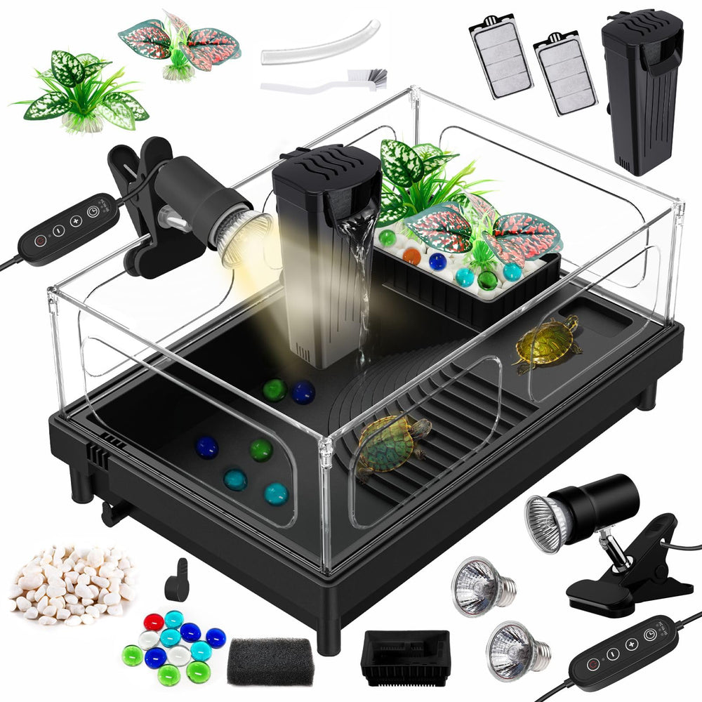 GOZILLA turtle tank kit front view shows all-in-one setup for quick turtle housing