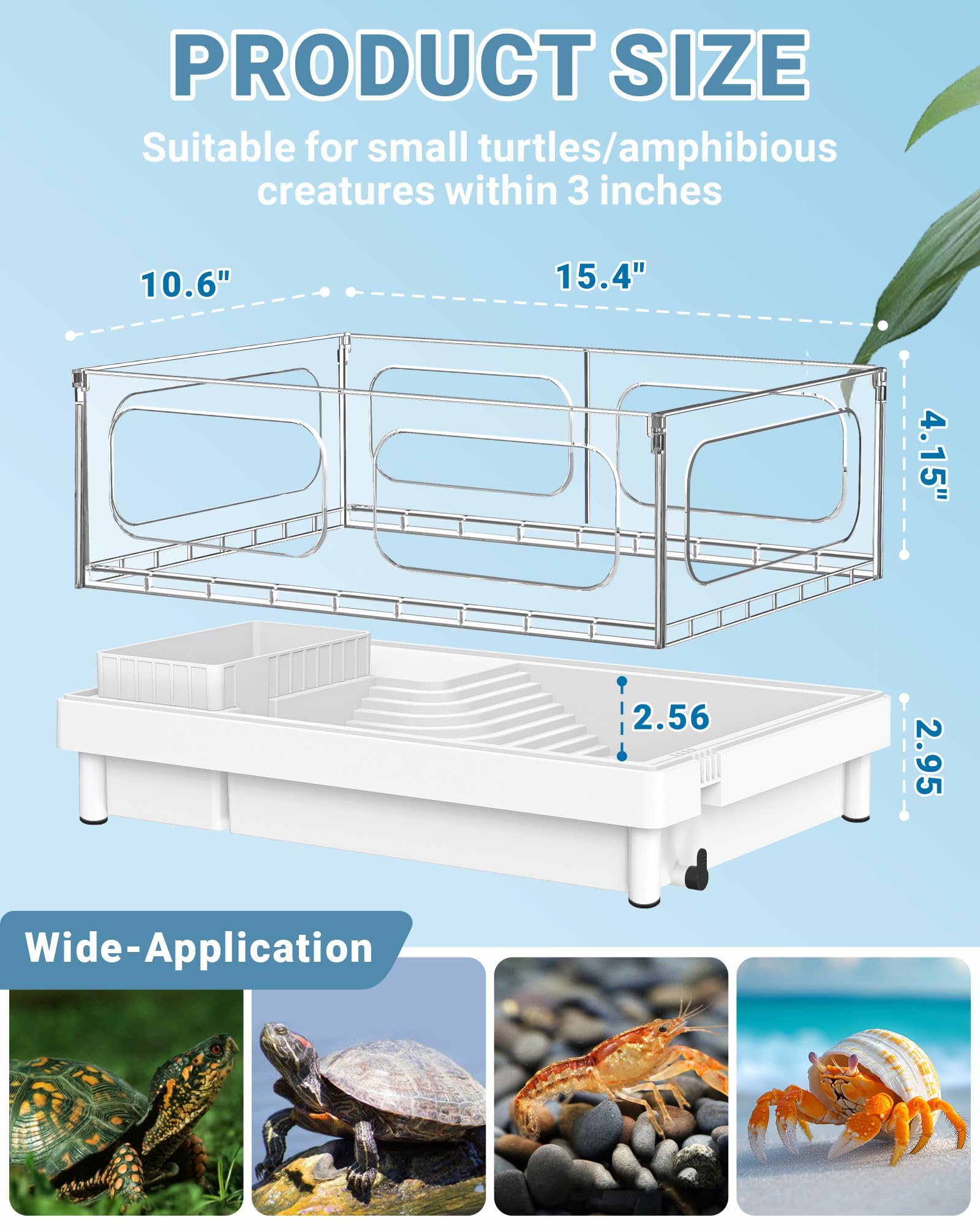 GOZILLA turtle habitat multi-area image highlights swimming, climbing, and basking zones.
