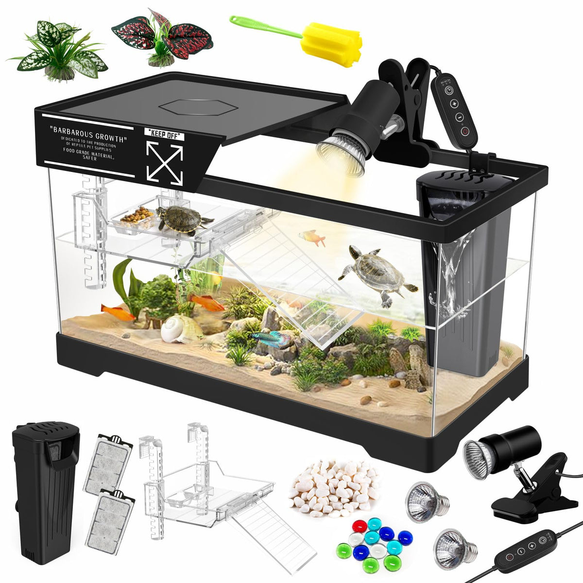GOZILLA turtle tank kit tank provides compact habitat for small reptiles.