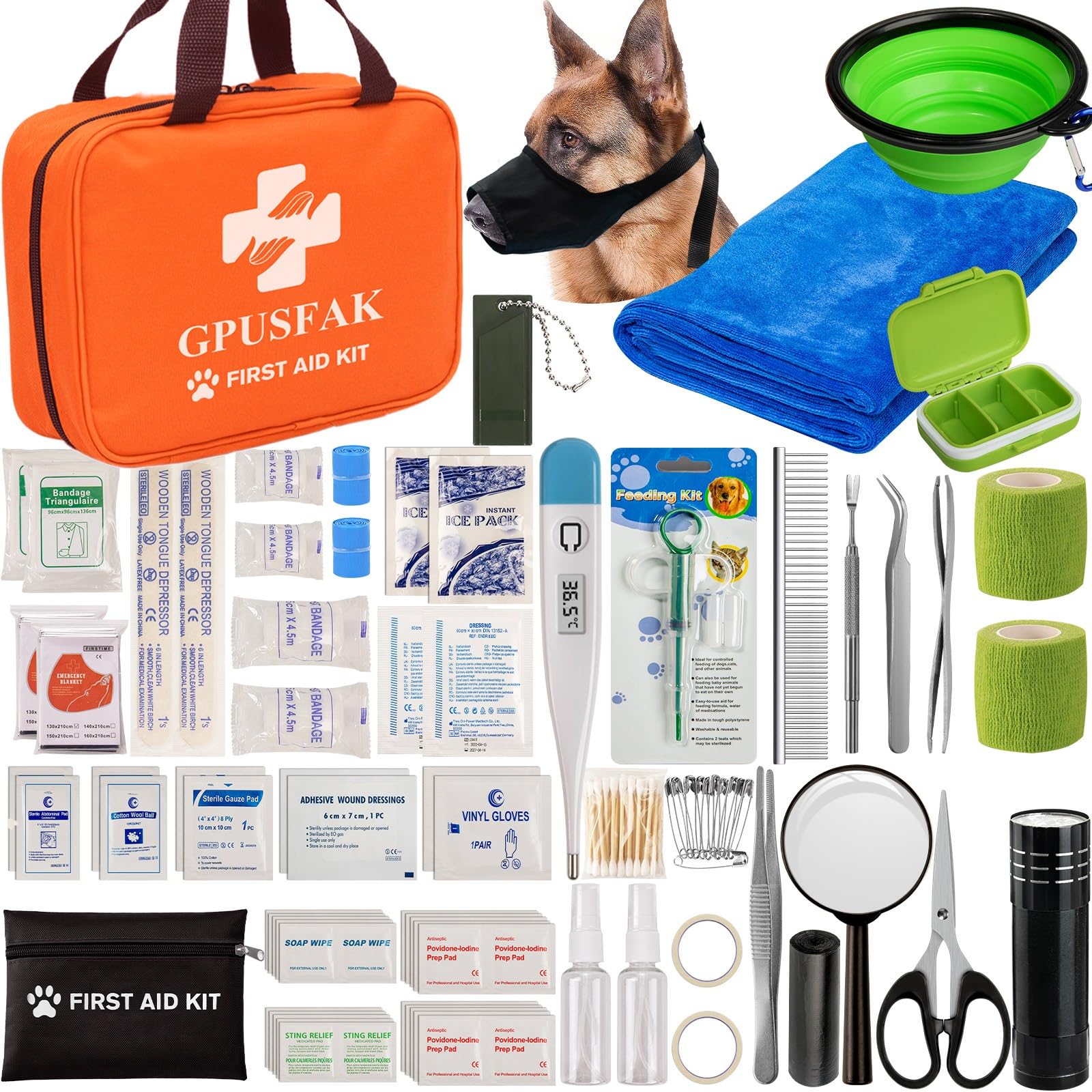 GPUSFAK dog first aid kit cover portable bag for car travel