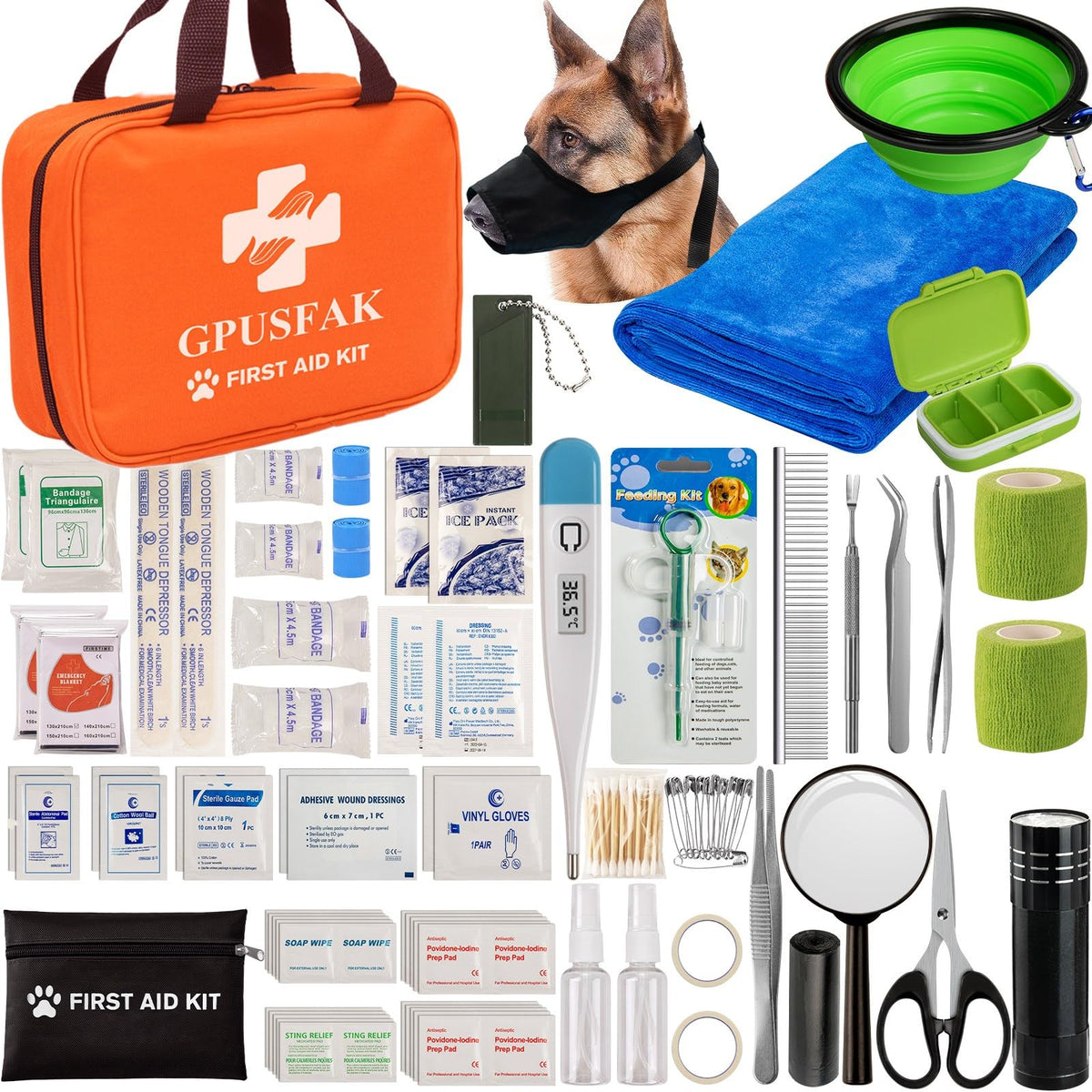 GPUSFAK dog first aid kit cover portable bag for car travel