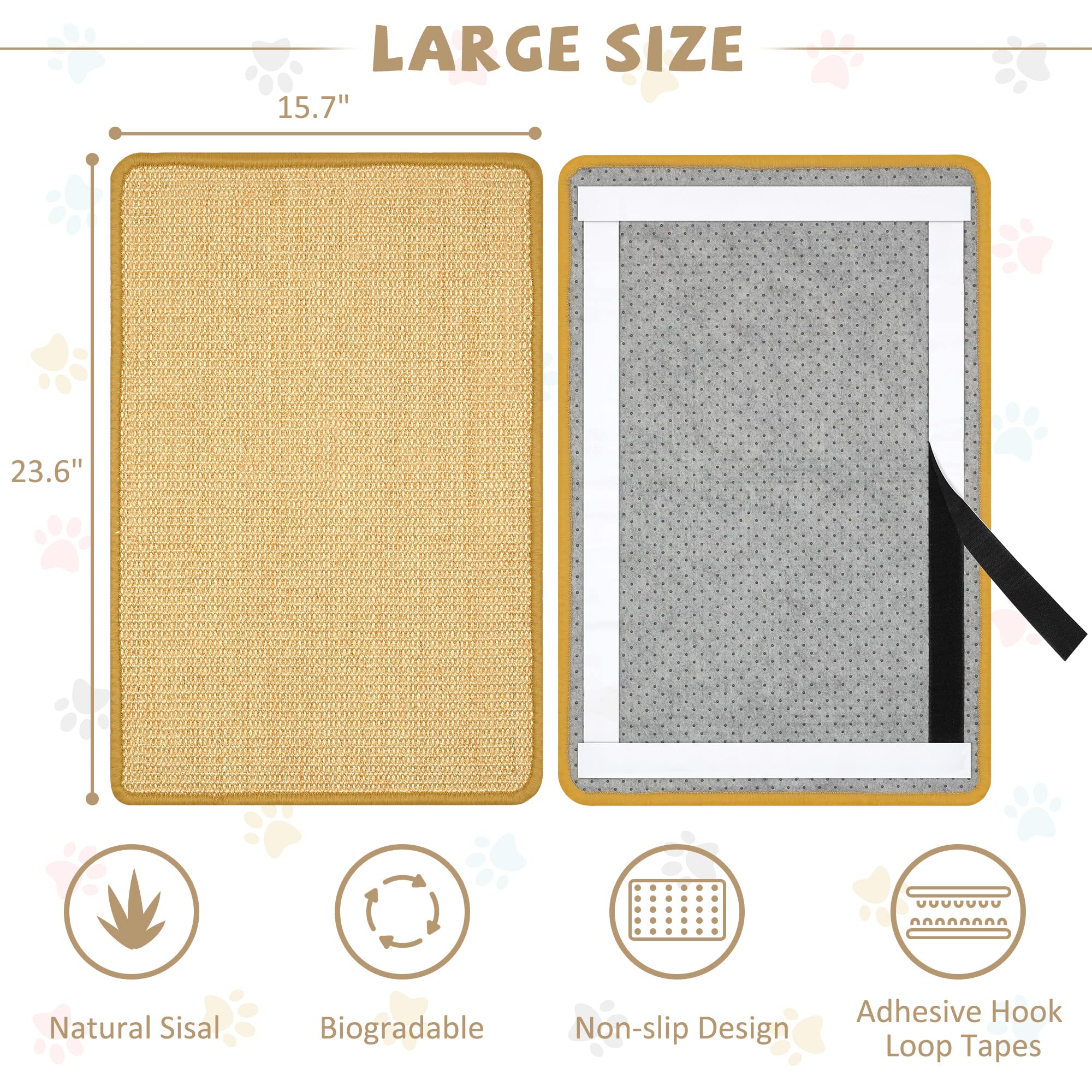 Graciadeco wall scratcher sisal adhesive setup image showing secure anti-slip mounting