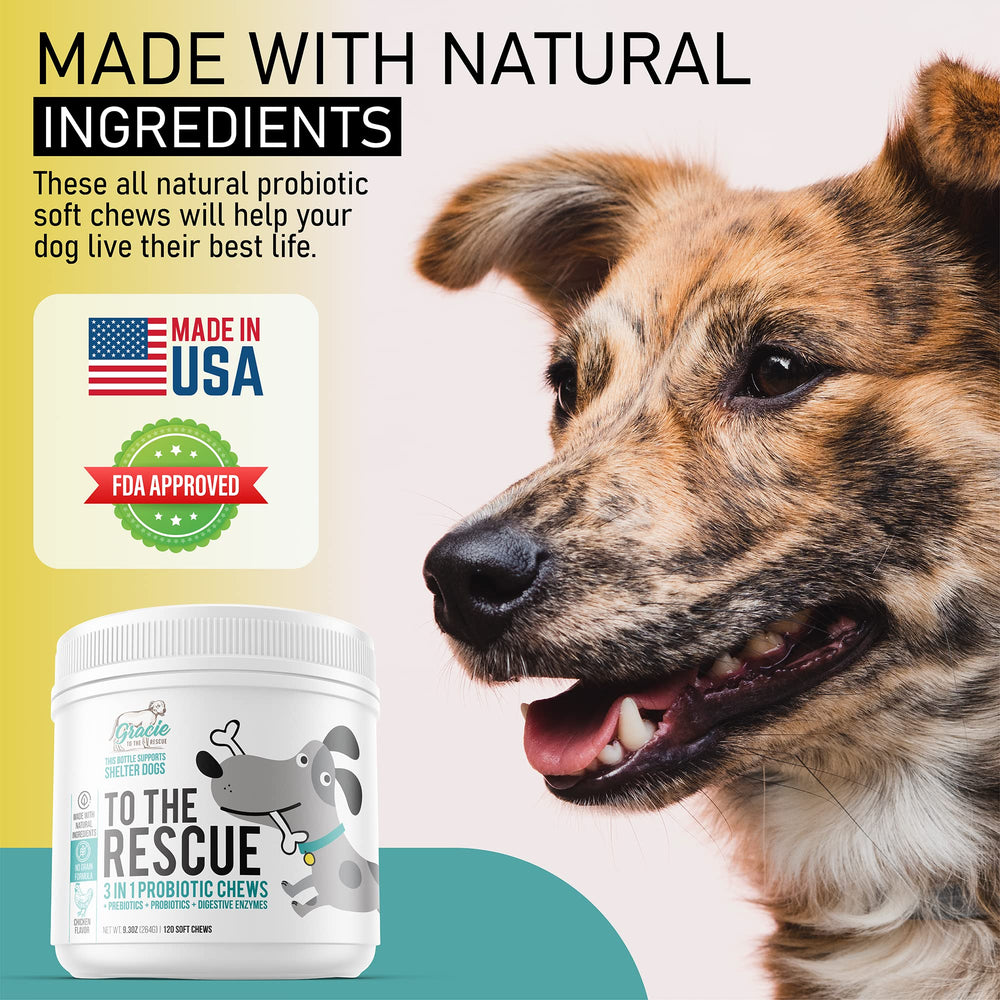 Gracie To The Rescue packaging box emphasizes USA-made quality and shelter donation.