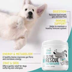 Gracie To The Rescue serving-bowl highlights the 3-in-1 gut support formula.