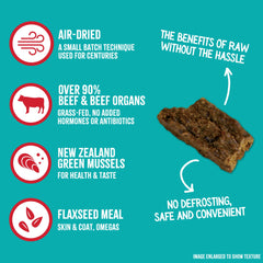 Grandma Mae's RawTernative air-dried-texture provides moist chunky bites for tasty meals