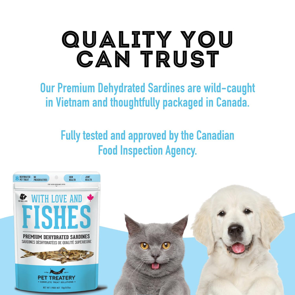 The Granville Island Pet Treatery grain-free sardines presented as a wholesome protein snack.