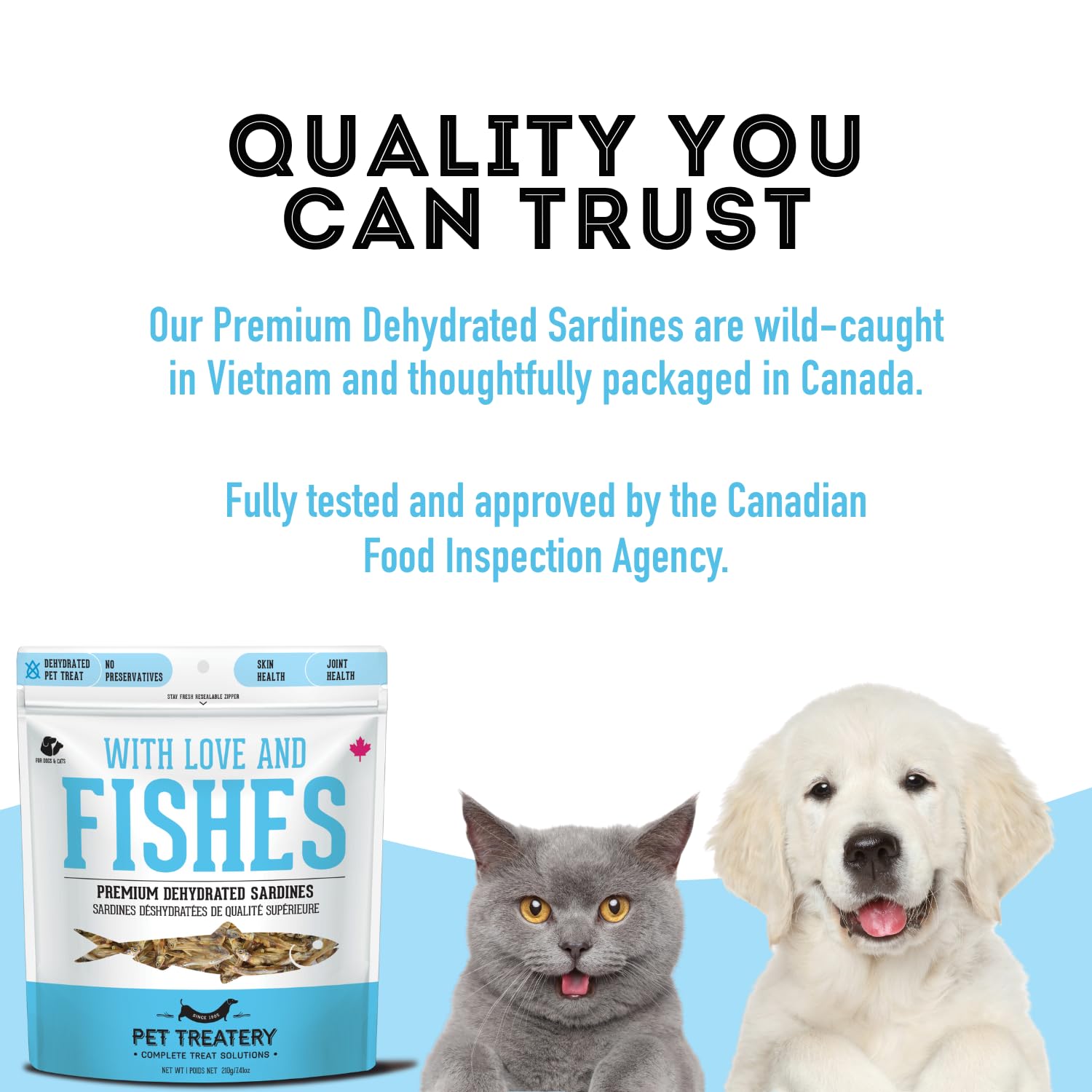 Granville Island sardines shown as premium training treats.