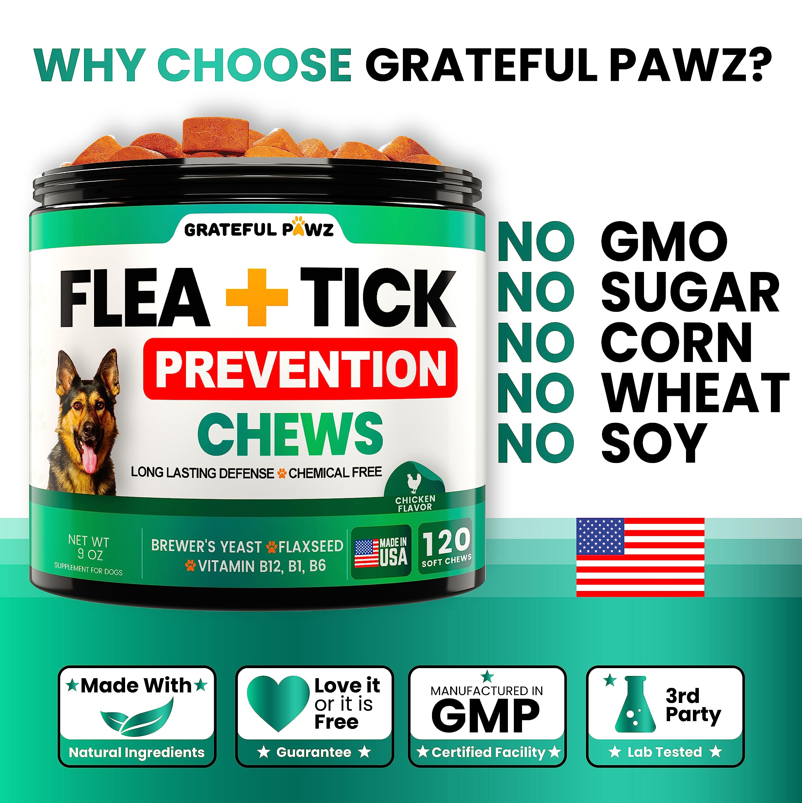 Grateful Pawz chews are suitable for all breeds and ages.