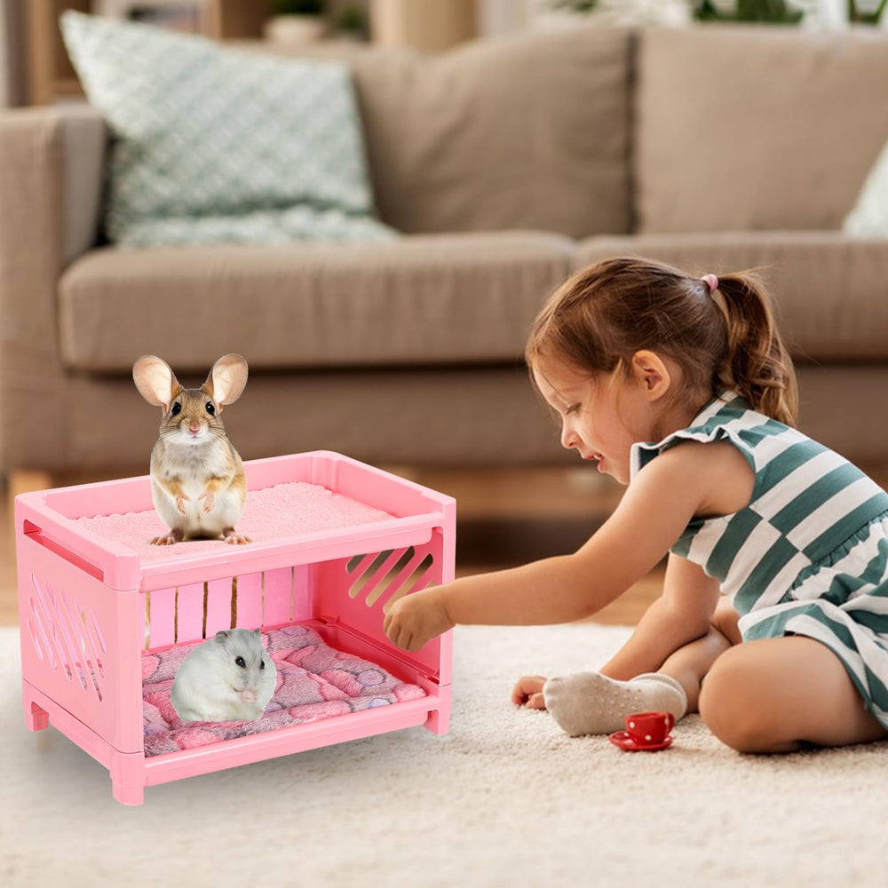 grddaef guinea pig bunk bed with tassel curtains adds warmth and playfulness