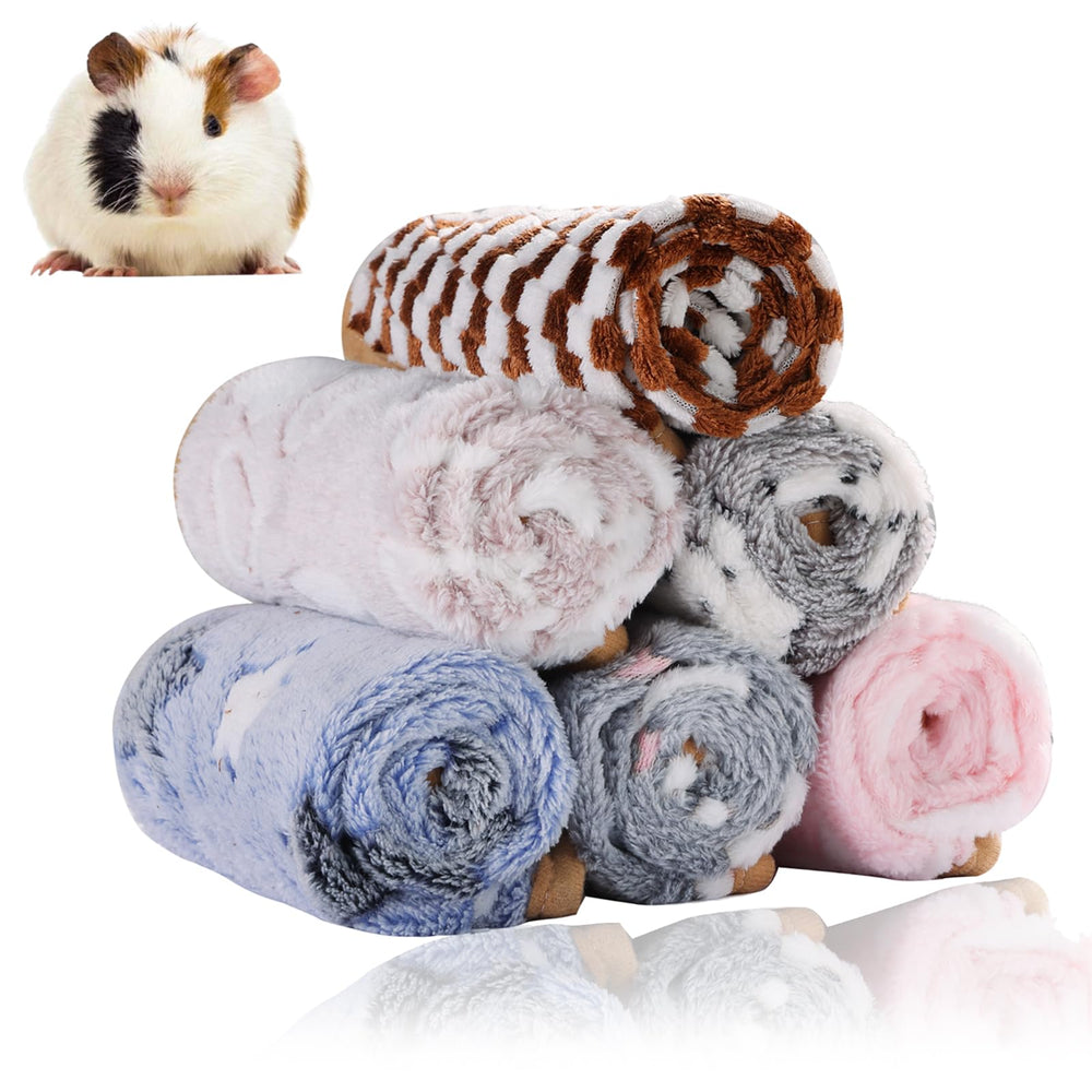 Grddaef guinea pig fleece blankets six-color pack laid out for cozy bedding.