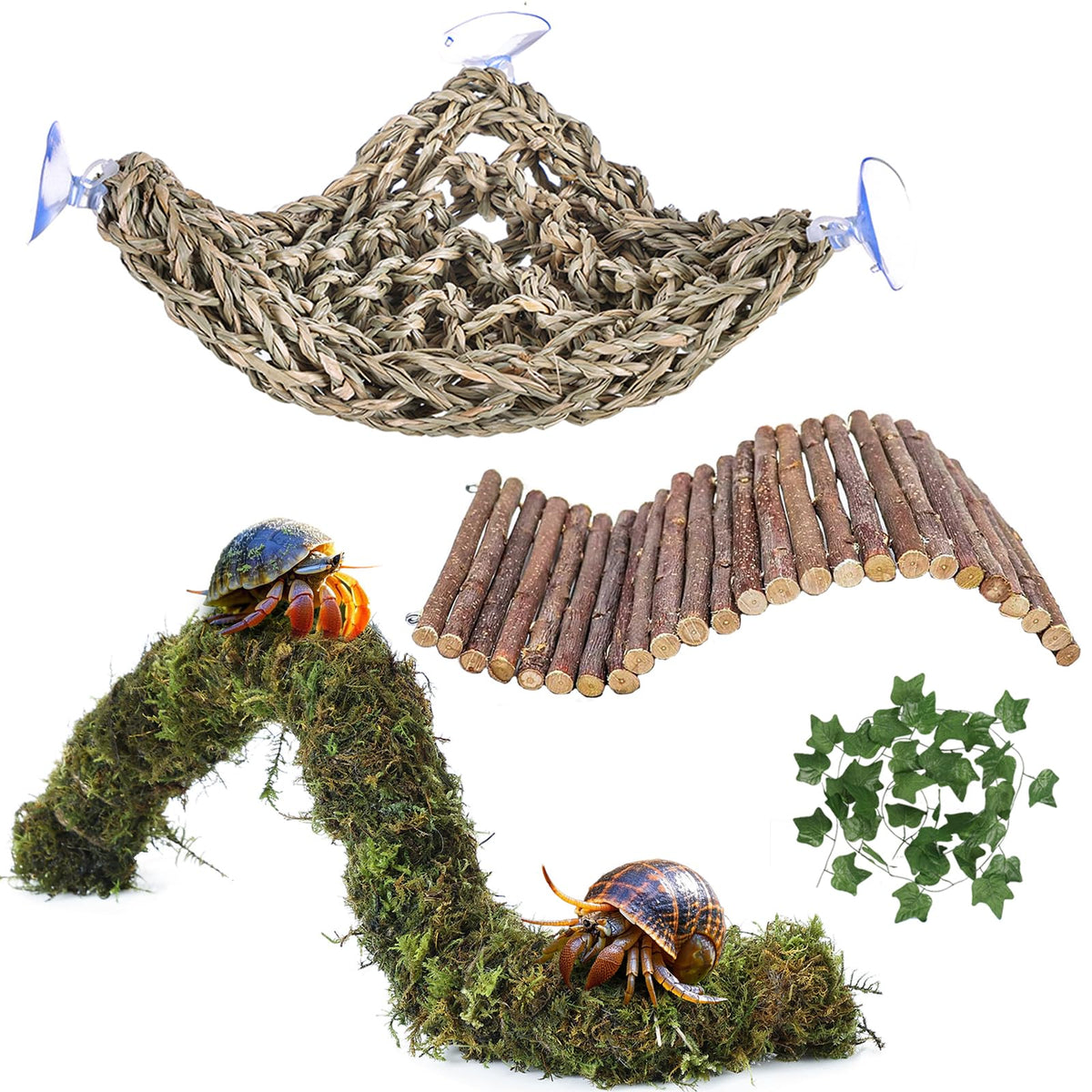 Grddaef triangle hammock closeup offers cozy resting and hiding for hermit crabs.