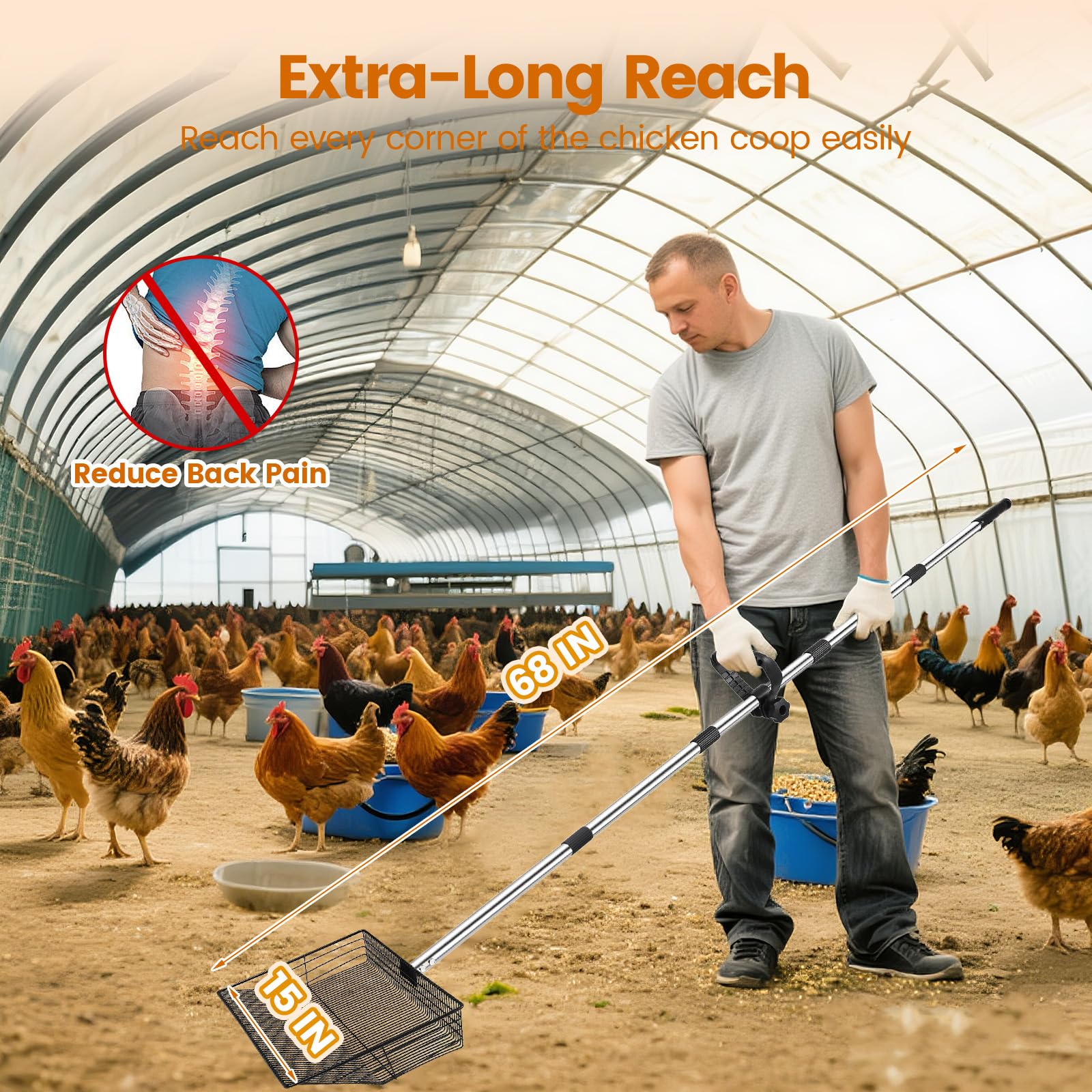Great Dachong adjustable handle from 24 to 68 inches for versatile tasks.