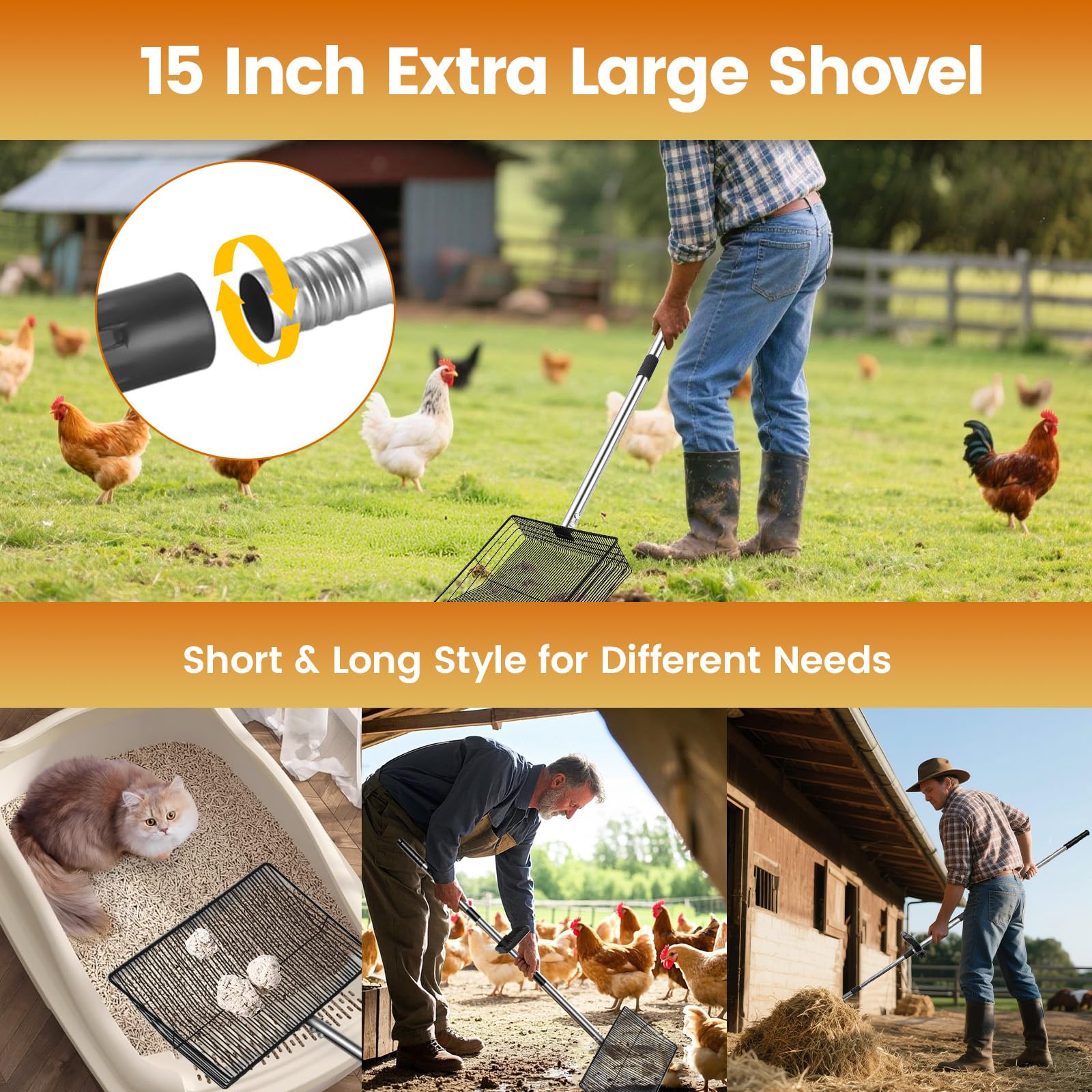 Great Dachong versatile sifting and scooping tool for coops, pens, and litter tasks.