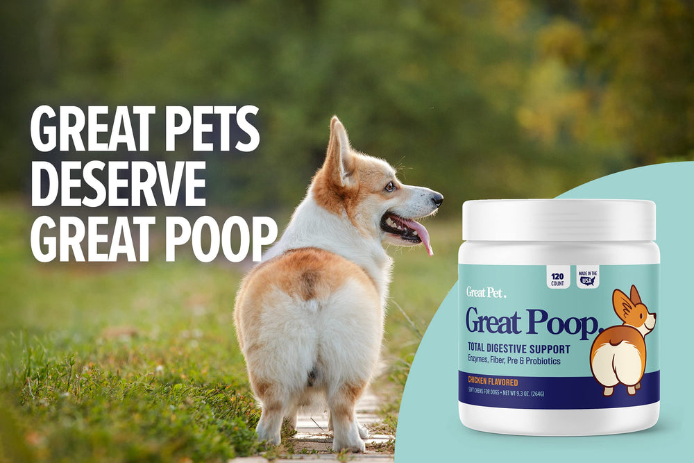 Feeding chart page helps owners portion Great Poop Probiotics chews by size.