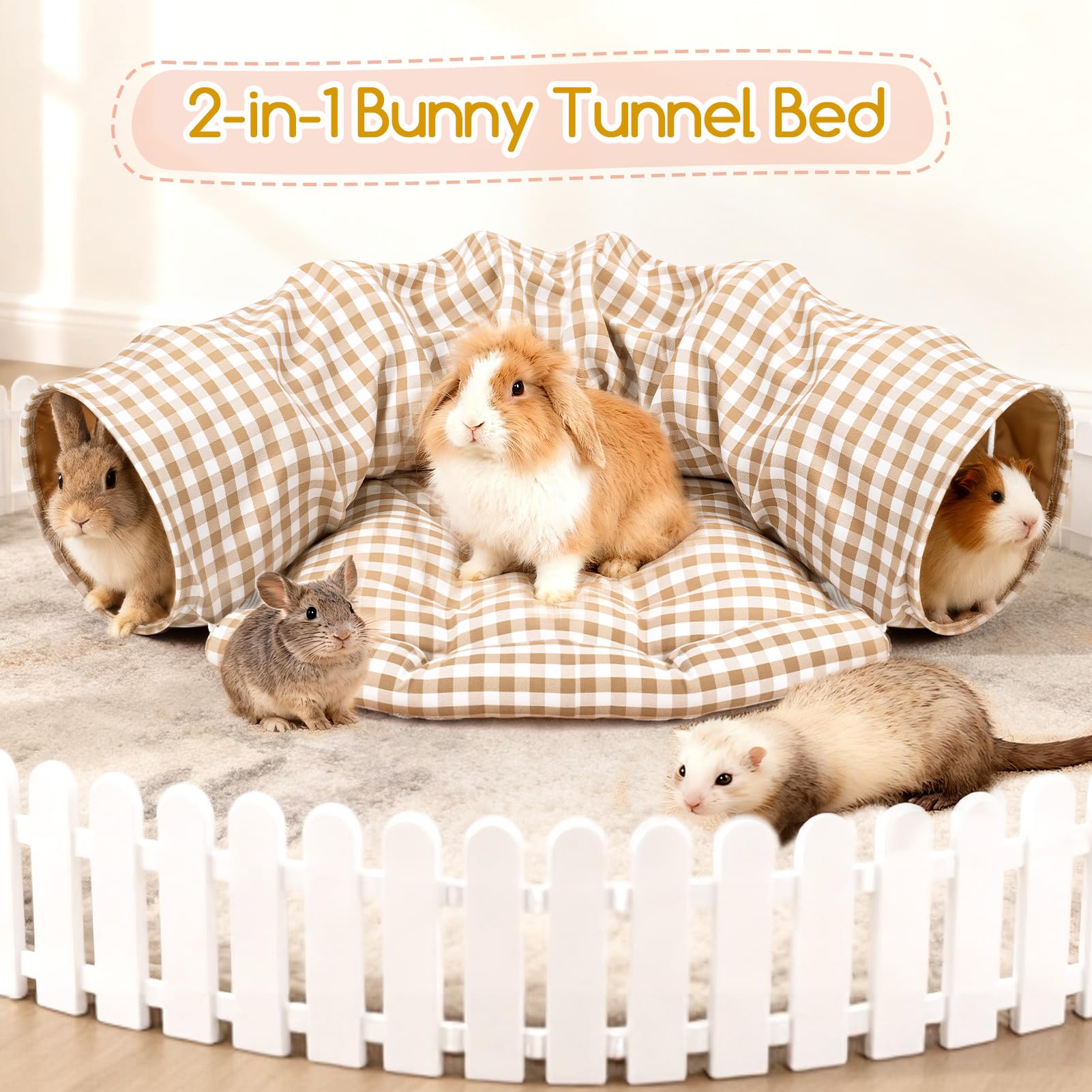 Greatbond Bunny Tunnel Bed bed-length-49-6in provides roomy space for rabbits and cats.
