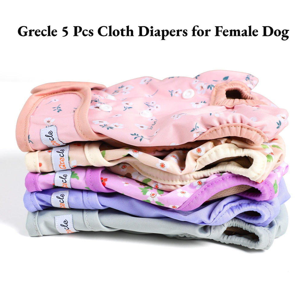 Grecle dog diapers side view with adjustable snaps shows secure fit for walks