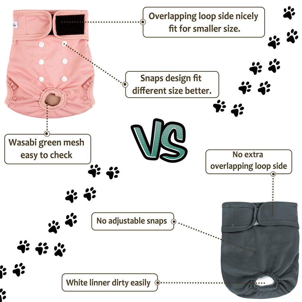 Grecle pink diaper featuring leak-free exterior and snug tail hole design