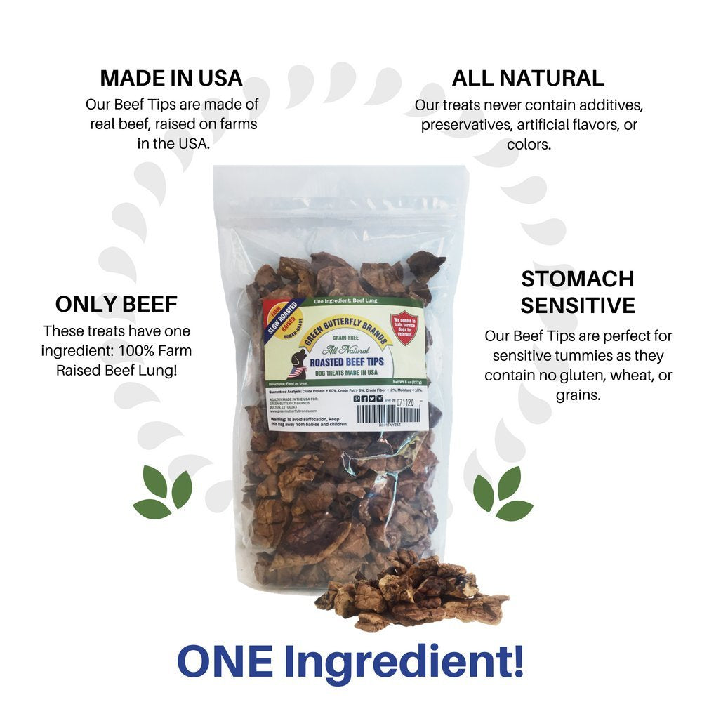Green Butterfly Brands beef dog treats close-up of grain-free crunchy texture for digestibility.