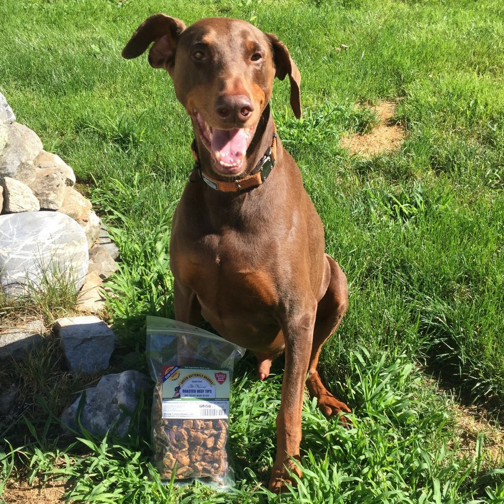 Green Butterfly Brands beef dog treats grass-fed farm-raised origin for quality.